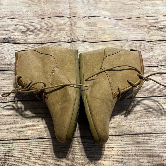 Brown Faux Suede Heeled Lace Up Booties, Size 8 - Picture 3 of 7